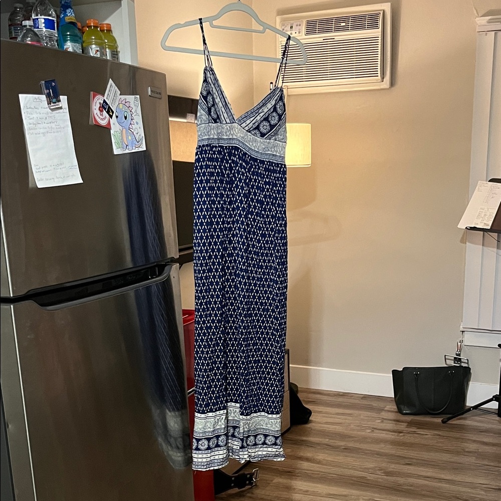 Beachy Blue and White Maxi Dress